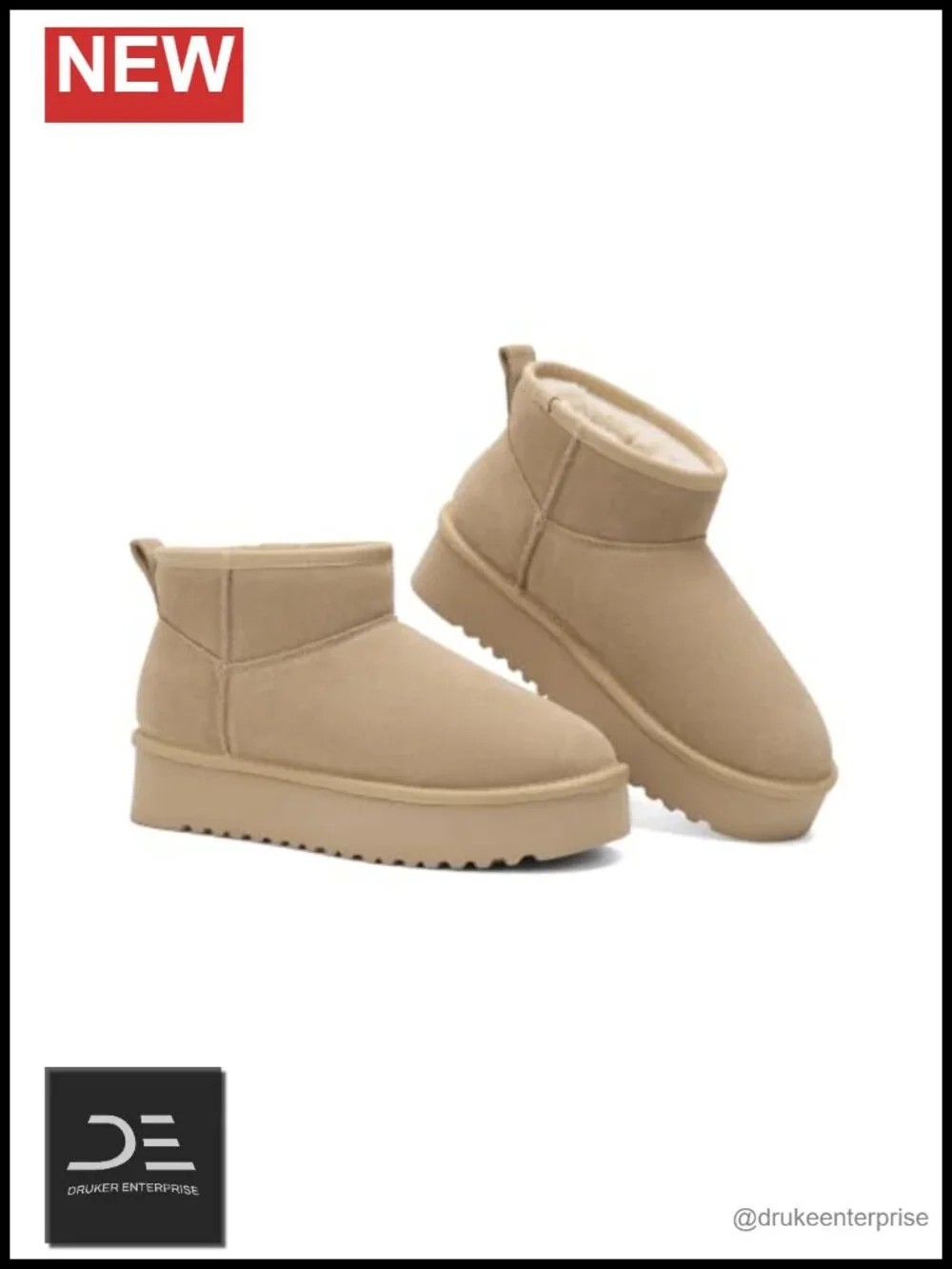 Women's Faux Fur Lined Suede Ankle Snow Boots Platform Winter Booties